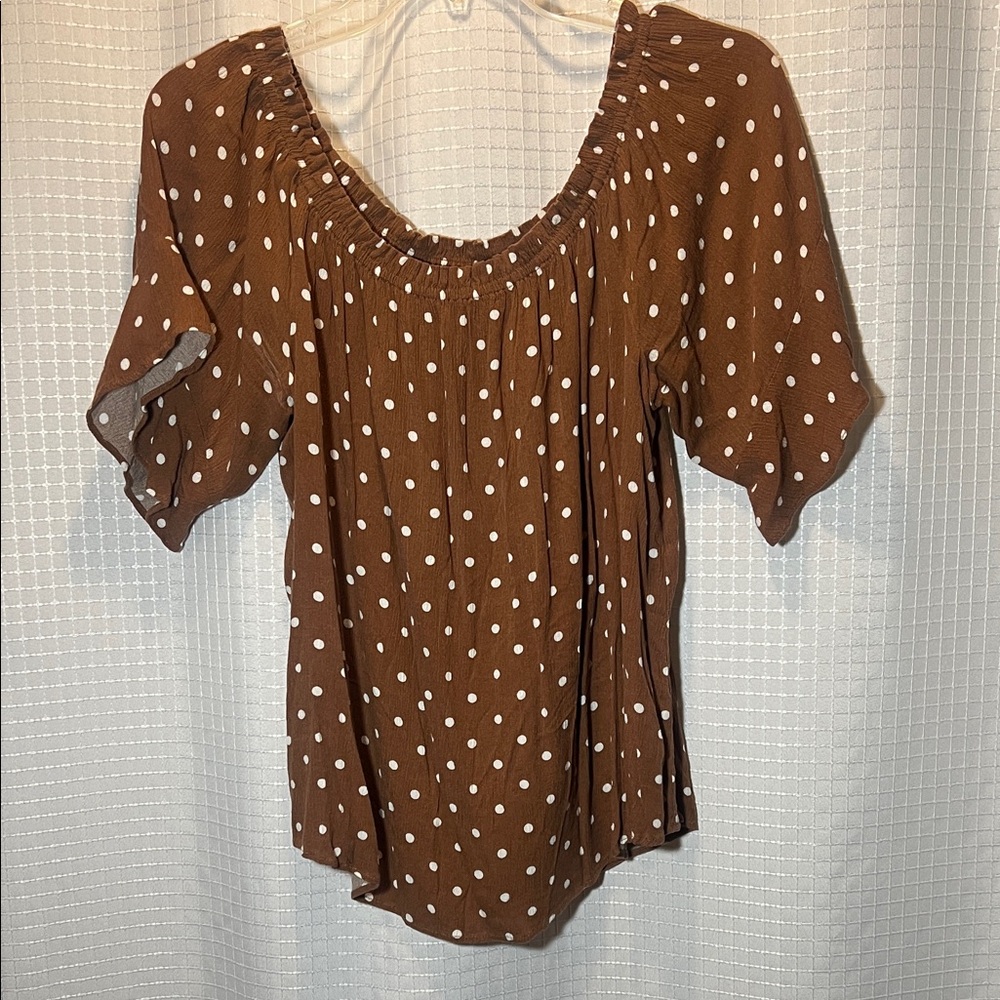 Maurices Brown Polka Dot Blouse
